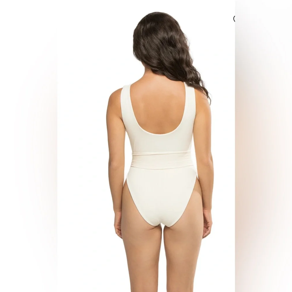 MONTCE SWIM Kim One Piece Swimsuit, Cream Rib, Large , BRAND NEW WITH TAG, $218